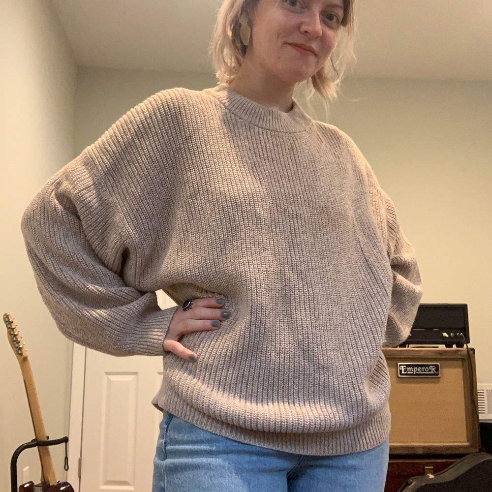 Large Natural cream Women’s Woven Sweater